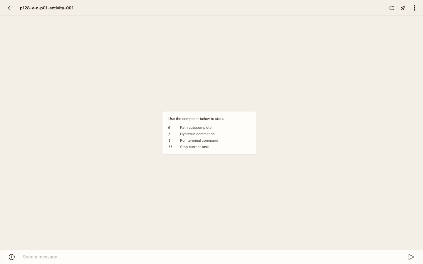 The same Session header and complete composer are visible in the latest conversation view.